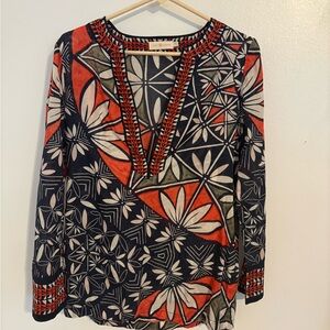Tory Burch Multicolor Geometric Floral Blouse